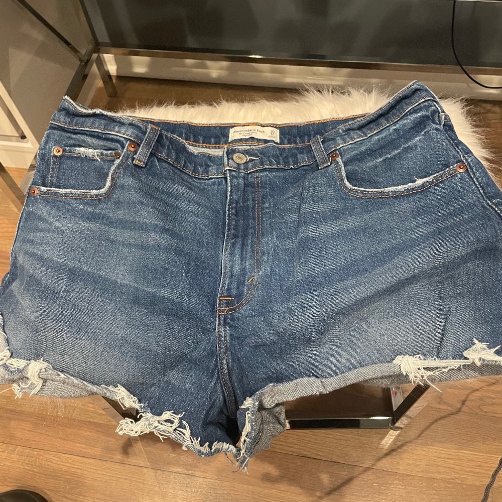 Abercrombie distressed blue jean shorts